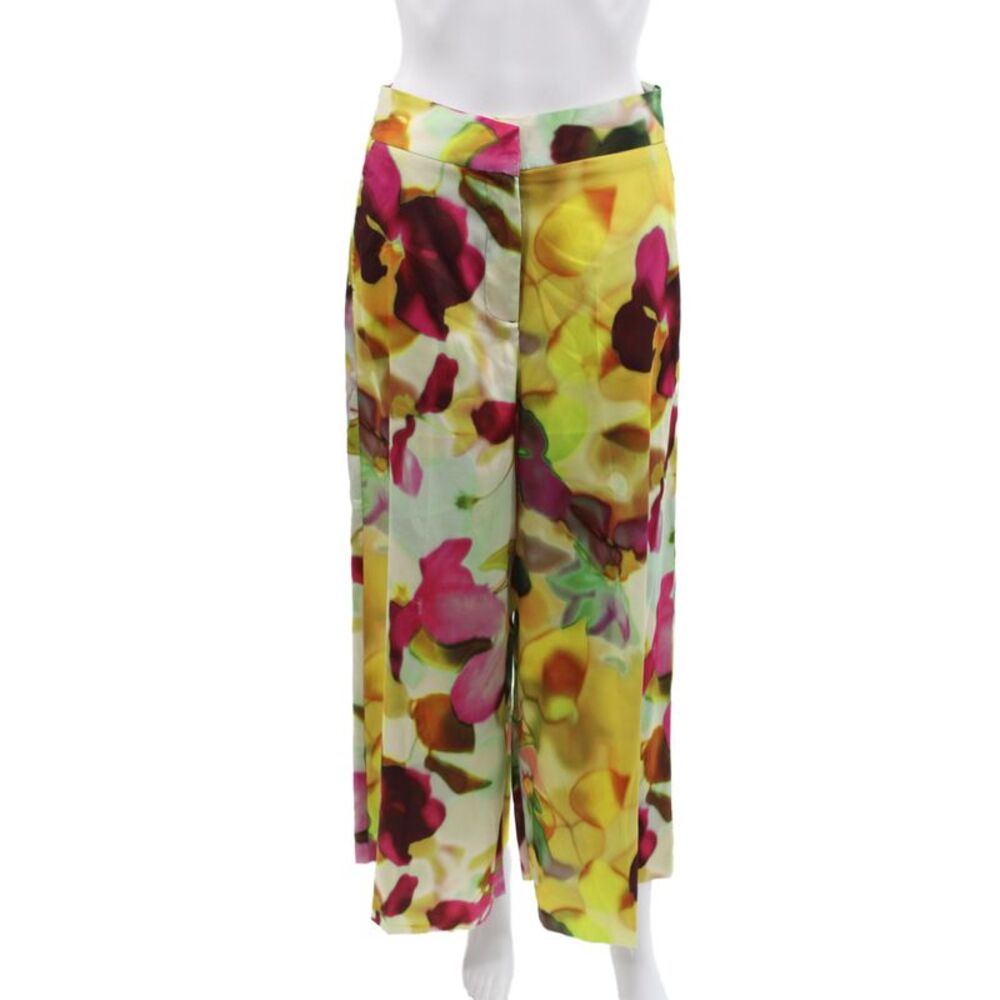 Zara Womens Dress Pants Multicolor Floral 100% Polyester Button Size S